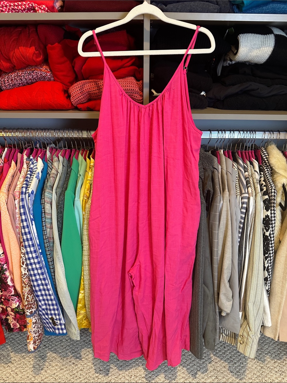 Hunter & Brown pink sleeveless adjustable strap 2 pocket cropped jumpsuit size S - Picture 1 of 4